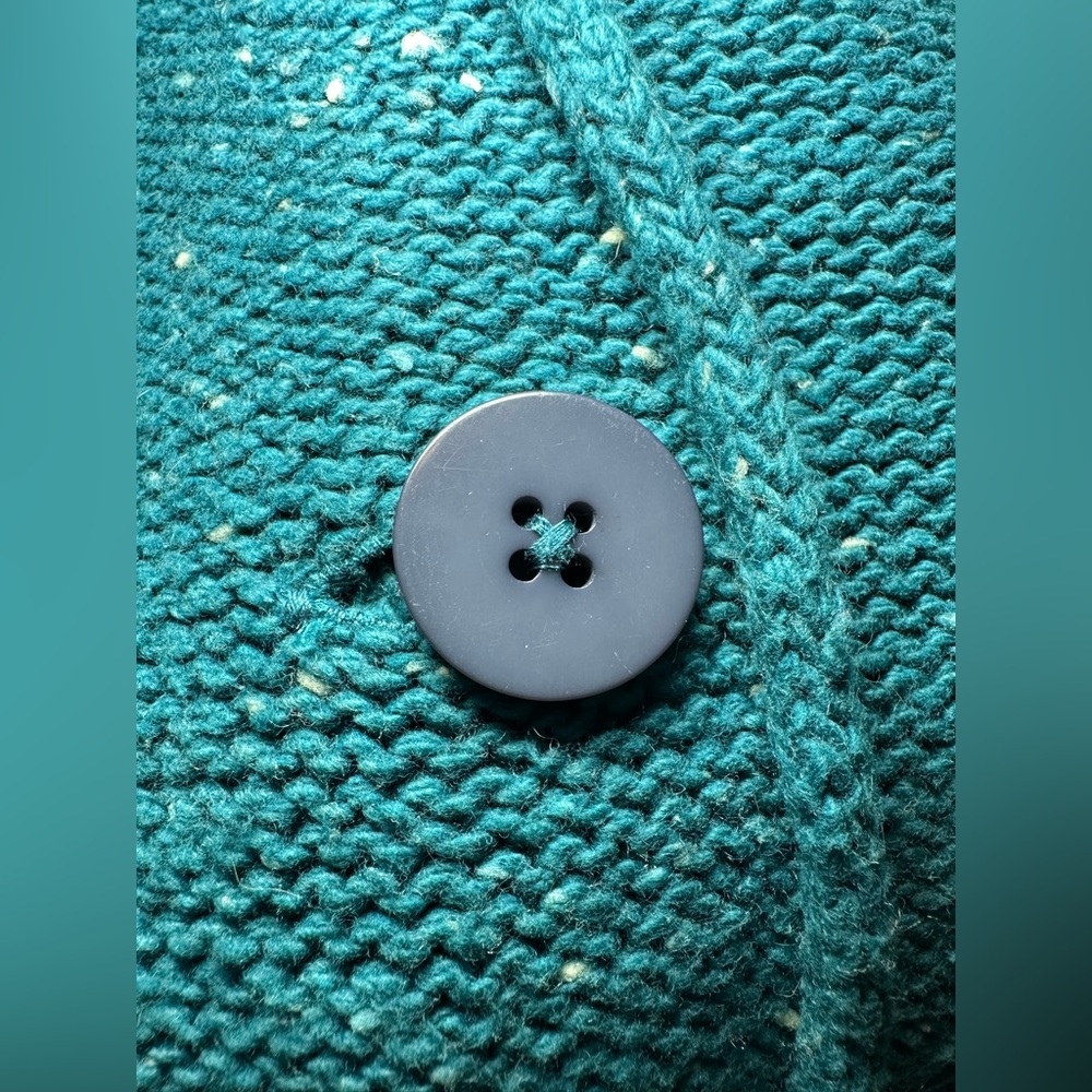 Cabela’s cotton blend plus size cardigan blue green aqua heavy knit fall winter - Picture 8 of 13